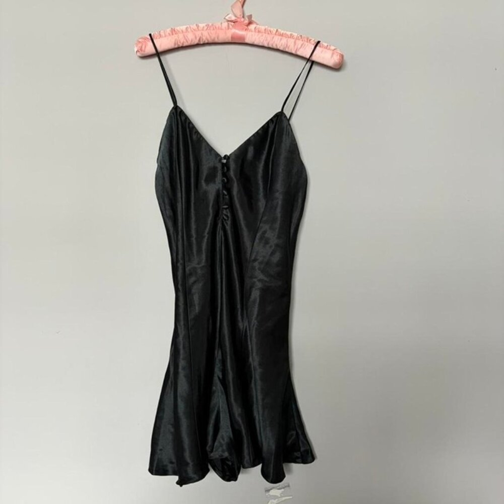 Vintage Lingerie Cacique black slip onesie with crotch snap